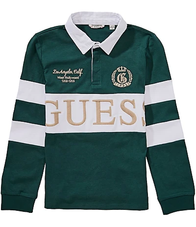 Guess Big Boys Long Sleeve Stripe Rugby Polo Pullover T-Shirt