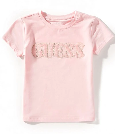 Guess Big Girls Short Sleeve Rhinestone-Embellished Logo-Detailed T-Shirt