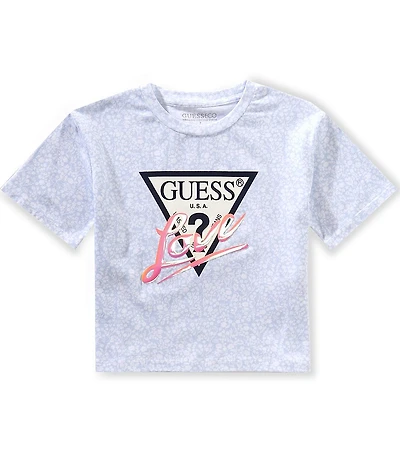 Guess Big Girls Short-Sleeve Sparkle Logo T-Shirt