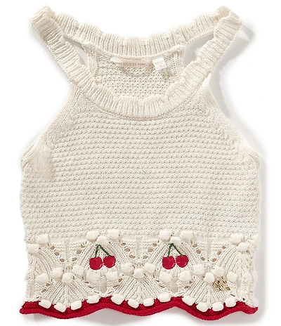 Guess Big Girls Sleeveless Cherry-Embroidered Crocheted Tank Top