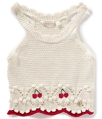 Guess Big Girls Sleeveless Cherry-Embroidered Crocheted Tank Top