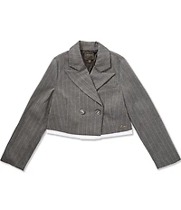 Guess Big Girls Long-Sleeve Pinstriped Cropped Blazer
