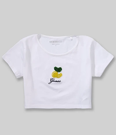 Guess Big Girls Short Sleeve Beaded Graphic Cropped T-Shirt