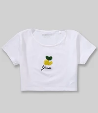 Guess Big Girls Short Sleeve Beaded Graphic Cropped T-Shirt