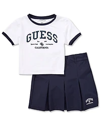 Guess Big Girls Short Sleeve Embroidered T-Shirt & Shorts Set