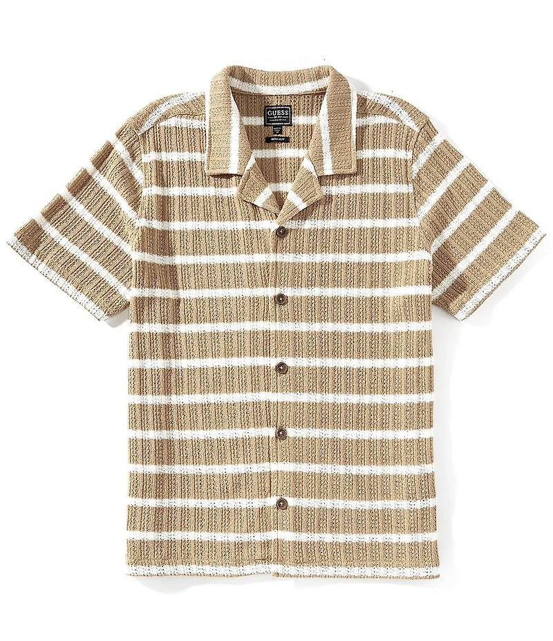 Guess Elom Textured Stripe Short Sleeve Woven Shirt