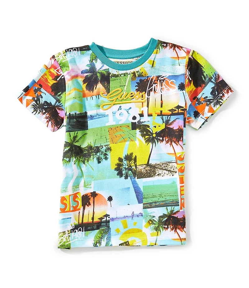 Guess Little Boys Short Sleeve AOP Tropical Graphic T-Shirt