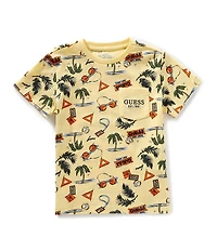 Guess Little Boys Short Sleeve Tropical Beach Graphic Print T-Shirt