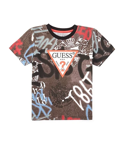 Guess Little Boys Short Sleeve Graffiti Graphic Print T-Shirt