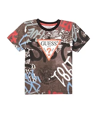 Guess Little Boys Short Sleeve Graffiti Graphic Print T-Shirt