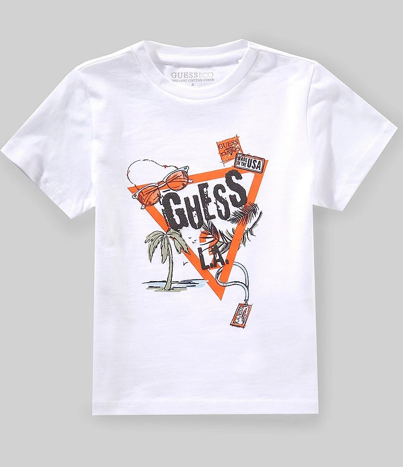 Guess Little Boys Short Sleeve Graphic Puff Print T-Shirt