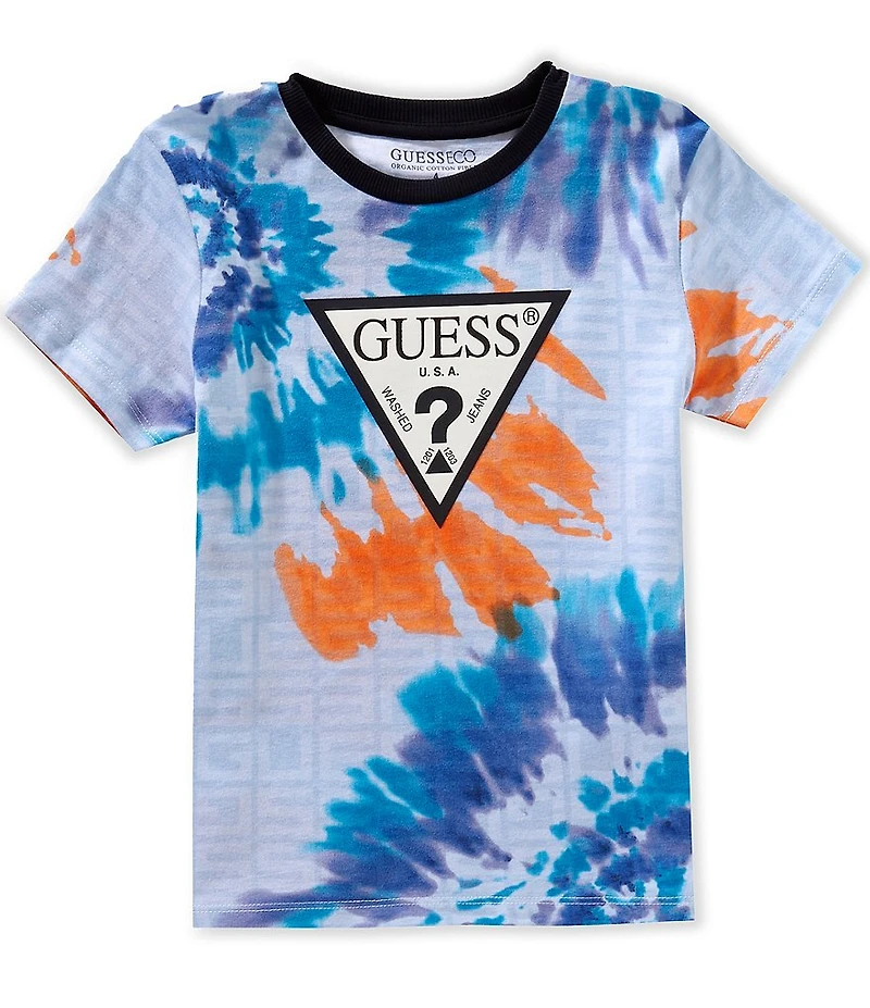 Guess Little Boys Short Sleeve Tie Dye Triangle Guess T-Shirt