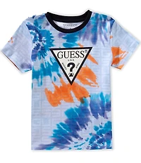 Guess Little Boys Short Sleeve Tie Dye Triangle Guess T-Shirt