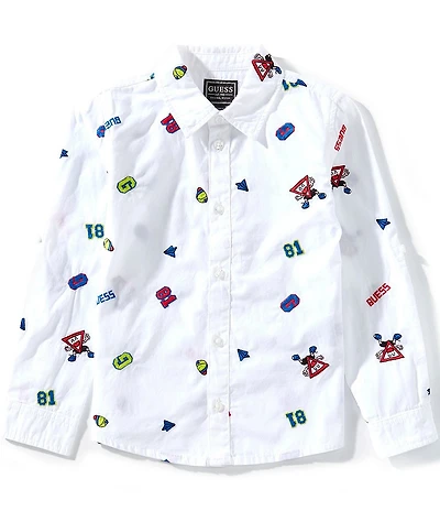 Guess Little Boys Long-Sleeve Embroidered Poplin Shirt