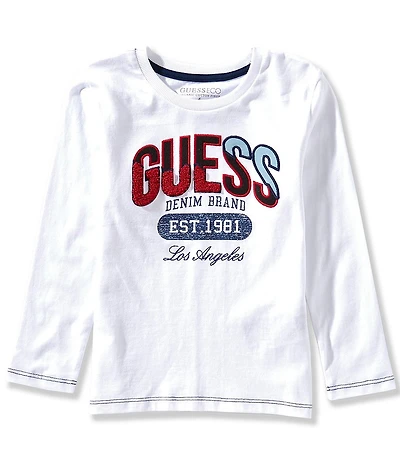 Guess Little Boys Long Sleeve Front Graphic T-Shirt