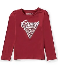 Guess Little Girls Long Sleeve Sequins Logo T-Shirt