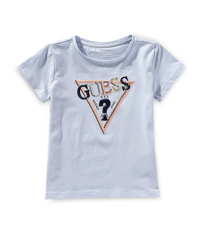 Guess Little Girls Short-Sleeve Triangle-Embroidered T-Shirt