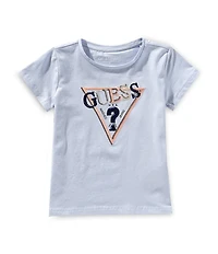 Guess Little Girls Short-Sleeve Triangle-Embroidered T-Shirt