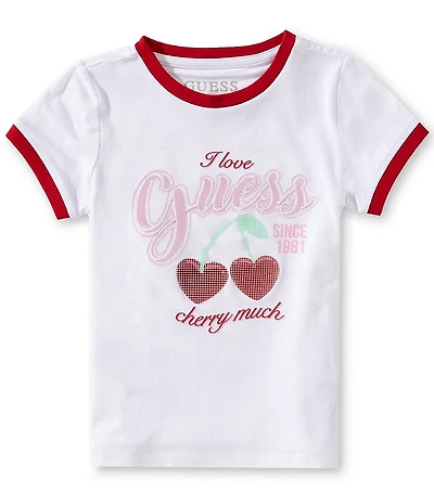 Guess Little Girls I Love Guess Cherry Much Short Sleeve T-Shirt