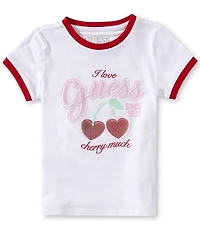 Guess Little Girls I Love Guess Cherry Much Short Sleeve T-Shirt