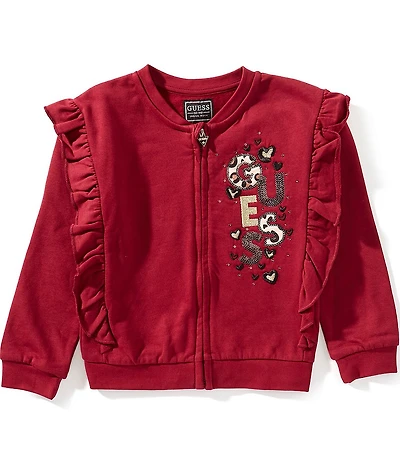 Guess Little Girls Long Sleeve Active Top With Zip Jacket