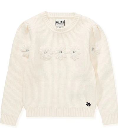 Guess Little Girls Long Sleeve Flower Sweater