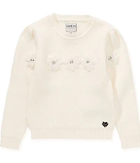 Guess Little Girls Long Sleeve Flower Sweater