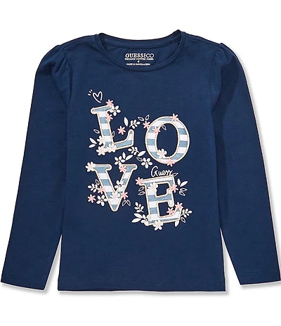 Guess Little Girls Long-Sleeve Love Jersey T-Shirt