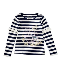 Guess Little Girls Long Sleeve Yarn Dye Stripes T-Shirt