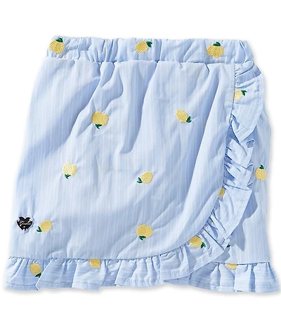 Guess Little Girls Poplin Pineapple Embroidered Stripe Midi Skort