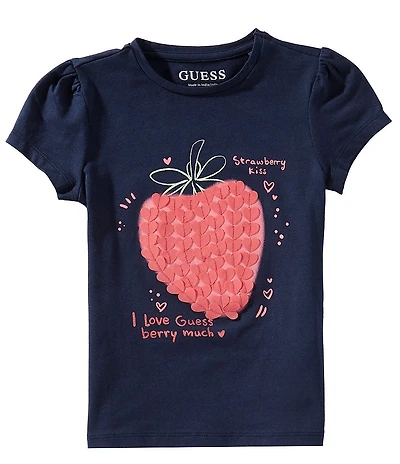 Guess Little Girls Short Sleeve Heart Graphic T-shirt
