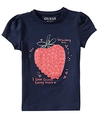 Guess Little Girls Short Sleeve Heart Graphic T-shirt