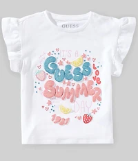 Guess Little Girls Short Sleeve Lemon Embroidered Terry Patch Tee