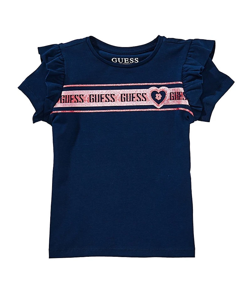 Guess Little Girls Short-Sleeve Ruffle Short Sleeve T-Shirt