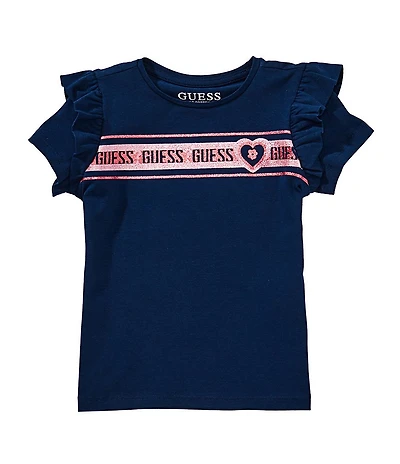 Guess Little Girls Short-Sleeve Ruffle Short Sleeve T-Shirt
