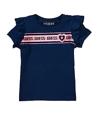 Guess Little Girls Short-Sleeve Ruffle Short Sleeve T-Shirt
