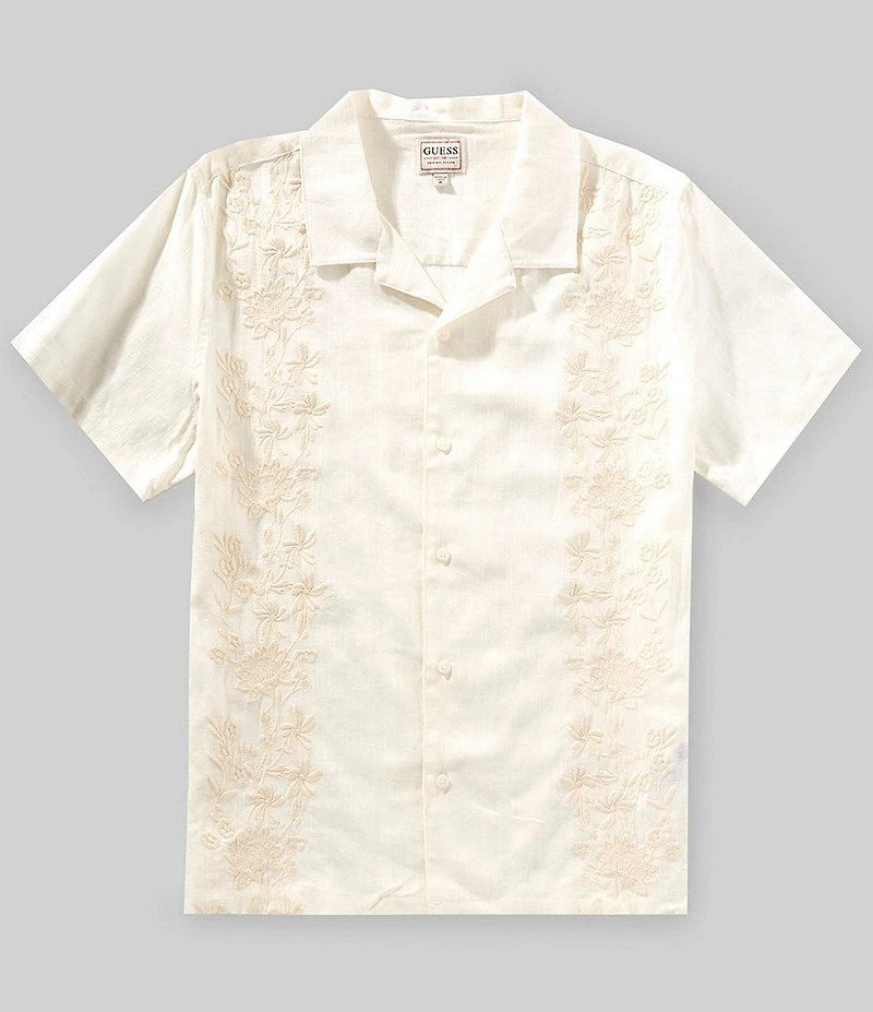 Guess Mosley Floral Short Sleeve Linen Blend Shirt