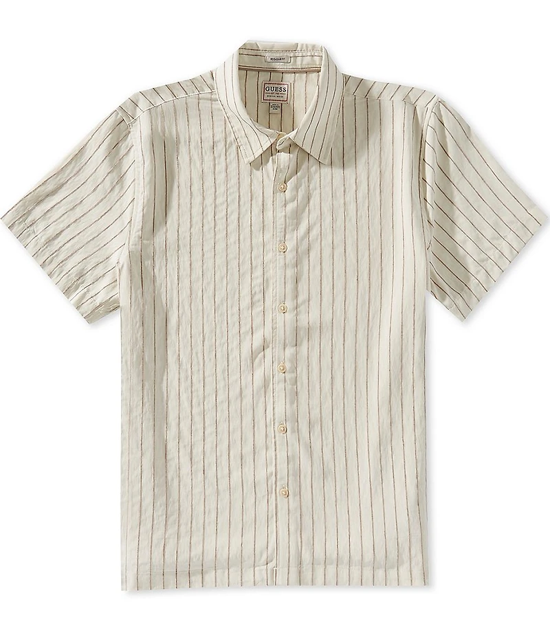 Guess Redford Textured Stripe Short Sleeve Woven Shirt