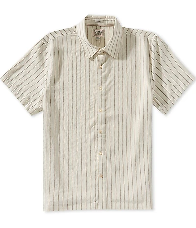 Guess Redford Textured Stripe Short Sleeve Woven Shirt