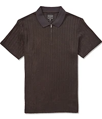 Guess Short Sleeve Grady Rib Zip Polo Shirt
