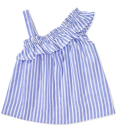 Habitual Big Girls Sleeveless Asymmetrical Ruffle Stripe Blouse