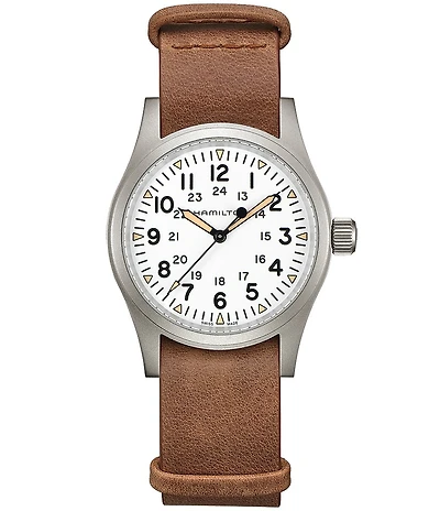 Hamilton Men's Khaki Field Mechanical Brown NATO Leather Strap Watch