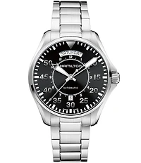 Hamilton Men's Khaki Aviation Pilot Day Date Auto Stainless Steel Bracelet Watch