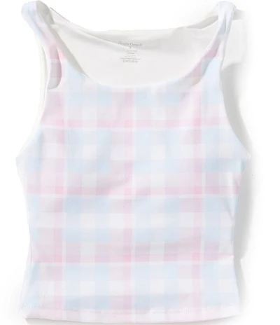 Happy Camp3r Big Girls Marshmallow Plaid Lila Active Top