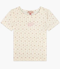 Happy Camp3r Big Girls Striped Flower Baby Tee