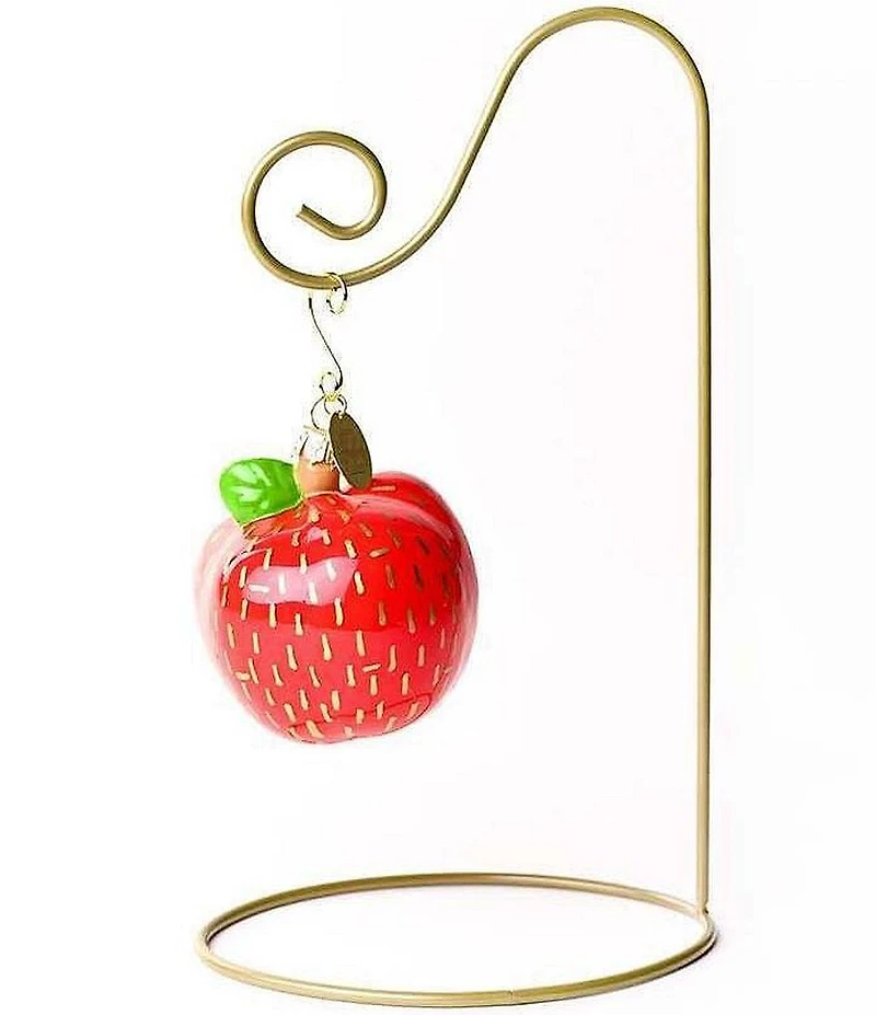 Happy Everything! Apple Gold Glass Shaped Ornament With Gold Stand