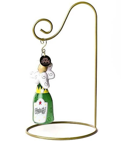 Happy Everything! Champagne Glass Shaped Ornament With Gold Stand