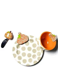 Happy Everything! Chevron Pumpkin Embellishment Plate, Bowl & Spreader Set