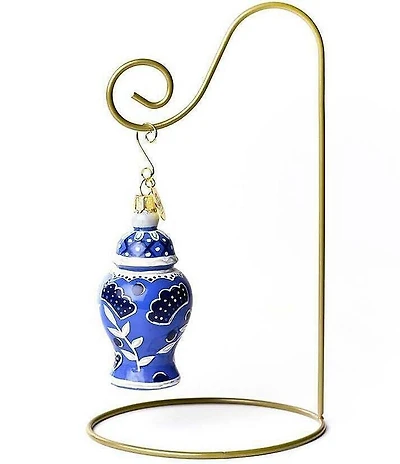 Happy Everything! Chinoiserie Jar Shaped Ornament With Gold Stand