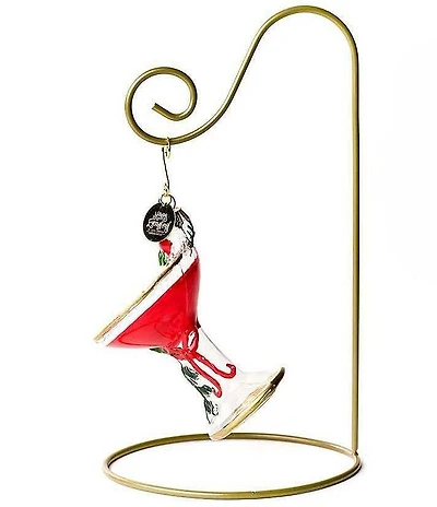 Happy Everything! Christmas Cocktail Glass Shaped Ornament With Gold Stand
